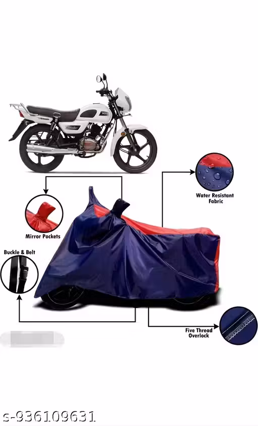 Aakash Enterprises Presents TVS Radeon Bike Cover Waterproof Dustproof UV Protected Heavy Polyester Motorcycle Body Cover for All TVS Radeon Models (Red-Blue)