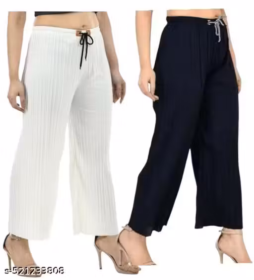 Regular Fit Trouser Palazzo Set of 2 white & black