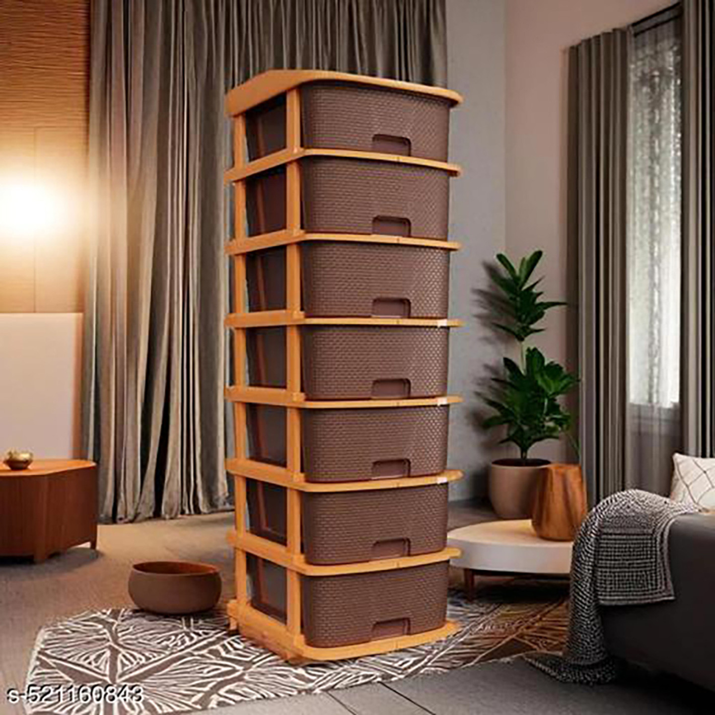 MAXTID Containers Kitchen Rack 7 Layer Brown Plastic Cabinet for Multipurpose Storage Solution|school Plastic