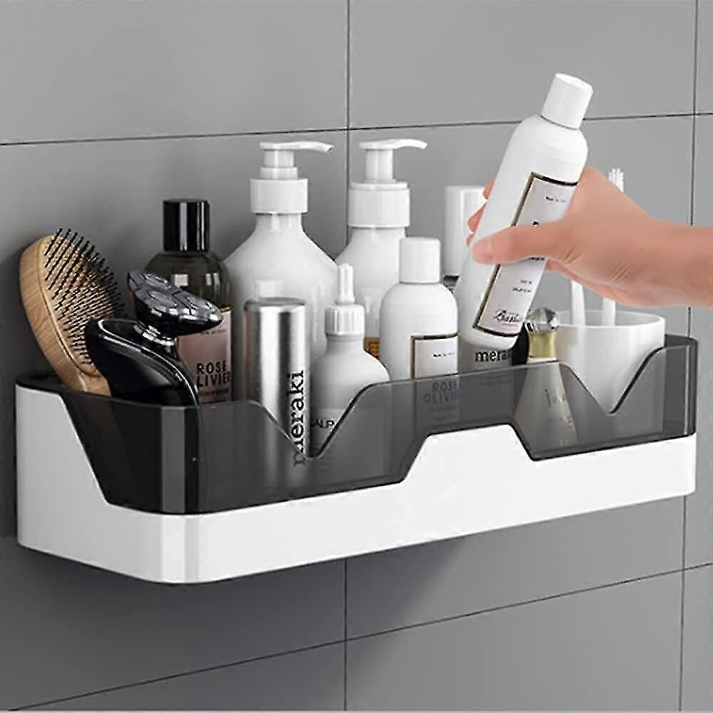 zellusty Matka Kitchen Rack Adhesive Wall-Mounted Bathroom Organizer Rack Plastic