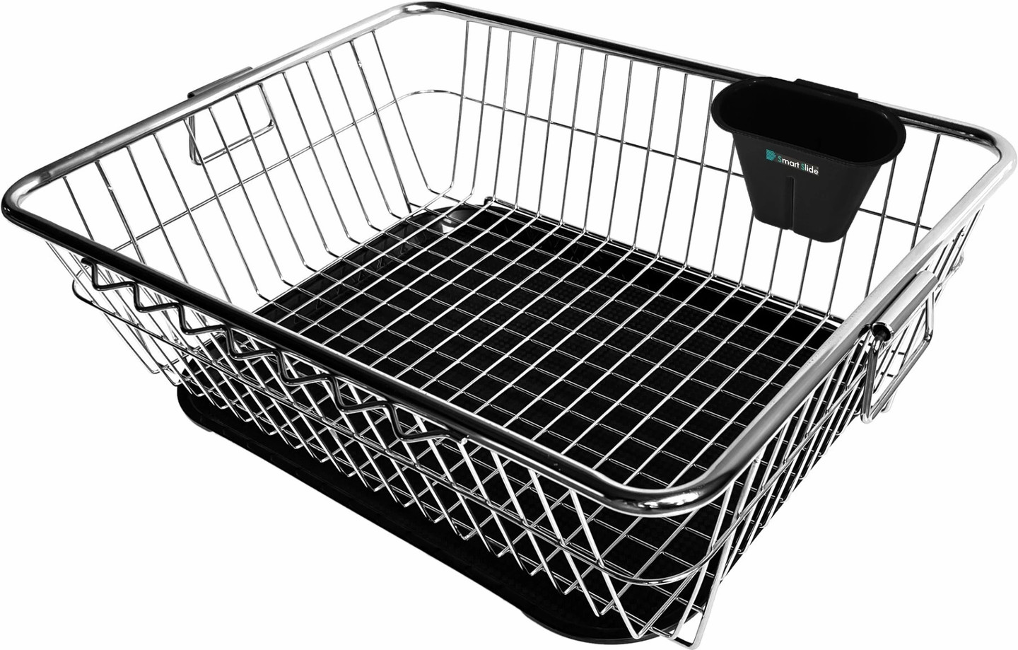 Smartslide Dish Drainer Kitchen Rack Stainless Steel Dish Drainer Rack with Drip Tray / Utensil Drying Stand for Kitchen / Plate Rack / Bartan Basket With Cutlery Holder / Sink Counter Top Dish Drainer Rack / Kuda Basket (22L x 17W x 9H inches) Steel