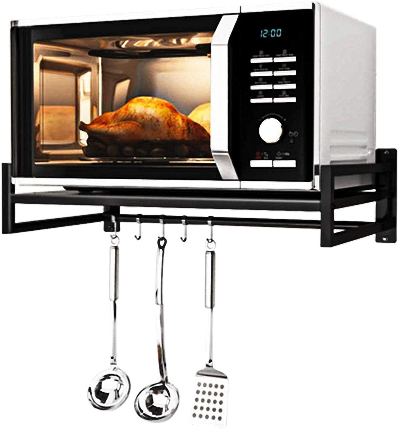 A to Z Hub Containers Kitchen Rack Exclusive 4 Hook Wall Mount Mirowave stand,Oven Stand,Oven Holder,kitchen items Iron
