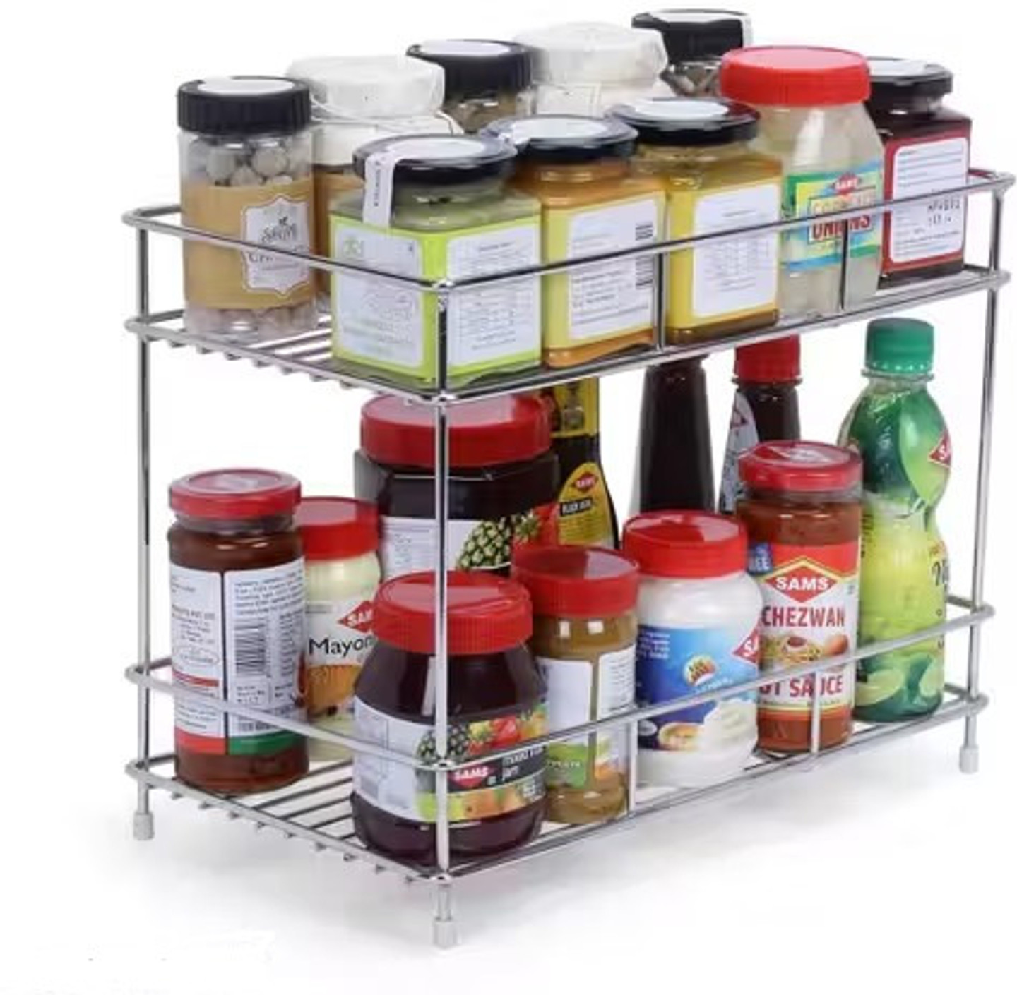 VISKHAPRA Plate Kitchen Rack Spice Rack, Kitchen Rack, Bathroom Self, Kitchen Self, 2 Layer Multipurpose Rack Steel
