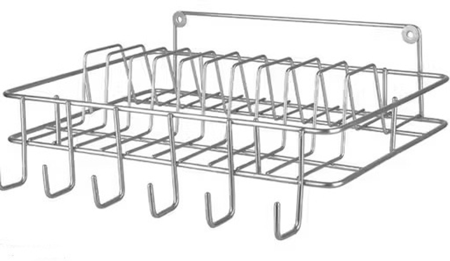 VISKHAPRA Plate Kitchen Rack Wall Mounted Stainless Steel Cup & Plate Stand (Steel Material with 100% SS) Steel