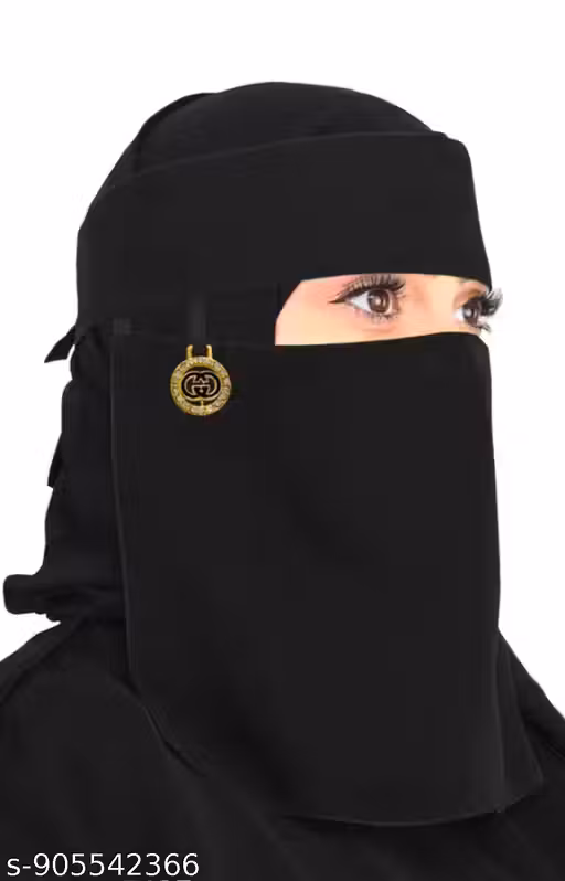 Black Niqab for Women-Stylish Nosepiece | Saudi Naqab | Islamic & Modest Wear | Nose Piece for Abaya | Dubai Latest Burkha | Muslim wear | Face cover