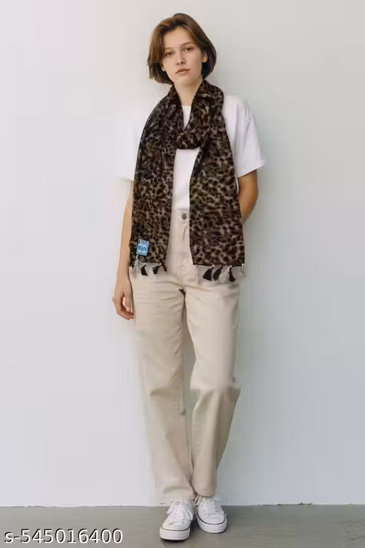 soul's desire| multicolored chiffon printed scarf for womens and girls with tiger print