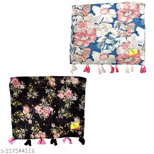 Soul's desire| Multicolored chiffon scarfs for women and girls with floral print, pack of 2 stoles