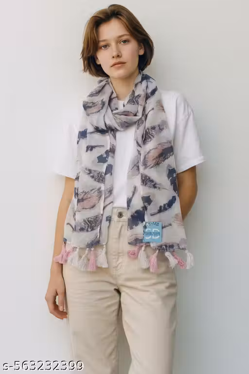soul's desire| multicolored chiffon printed scarf for womens and girls with feather print