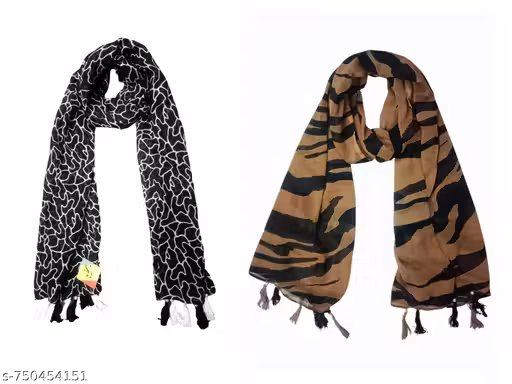 soul's desire| multicolored chiffon printed scarfs for womens and girls with floral prints, pack of 2 stoles