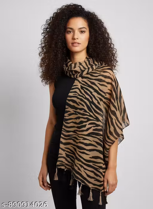 soul's desire| multicolored chiffon printed scarfs for womens and girls with tiger print