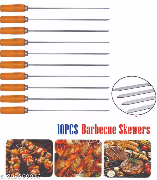 Standerd Barbecue Skewers. 15.inch height 4.mm thickness Sticks for Oven. seekh kabab. roll stic.(pack of 10 pcs)Barbecue Skewers Sticks for Oven steel coted