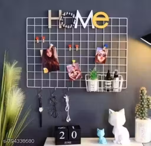 Decorative Grid Photo Frame with Clips 45x65 cm White Wall Hanging Frame