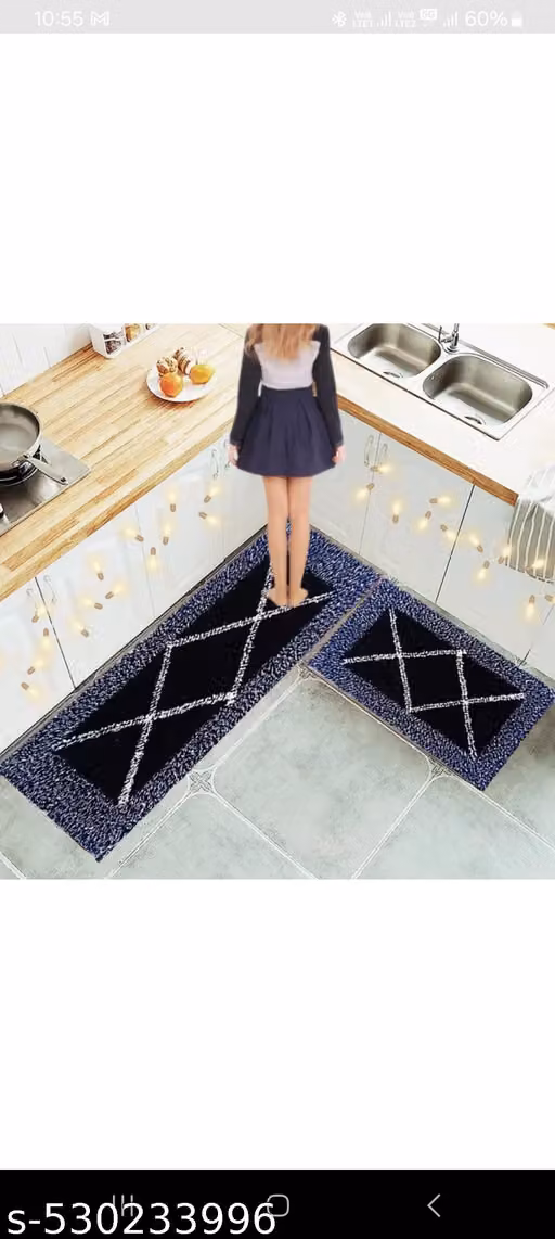 SHRIYANSH HANDLOOM Kitchen Set | Luxury Kitchen Floor Door Mat Runner Set | Doormat for Kitchen | Cotton Border Kitchen Set | Door Mat & Kitchen Runner Set | 2 Pcs Set | Multicolor