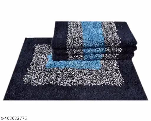 SHRIYANSH HANDLOOM cotton Striped Anti-Slip Small Rectangle Bathmats | Durable & Absorbent Door Mat/Area Rug for Dining Hall, Your Floor, Home, and Living Room - Pack of 4 (Multicolor, 33x53 cm)
