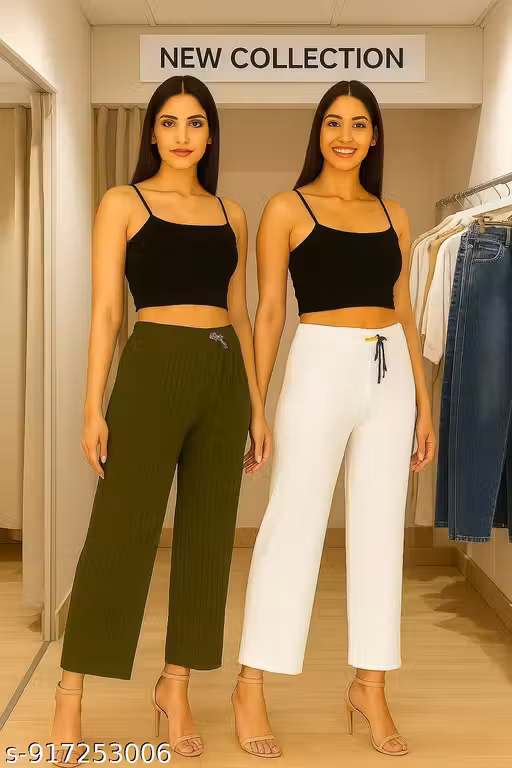 Women's Solid beautifull Pallazzos for women and Girls 2Pcs Combo