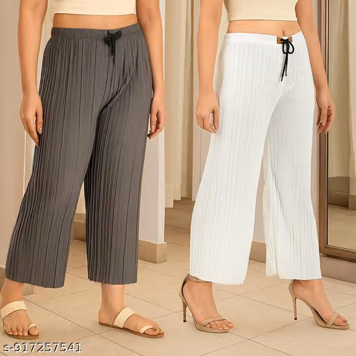 Women Wrinkle Crush Palazzo PLAZZO Pack of 2