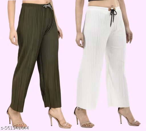 Women and Girls Plating Summer Palazzos Pack of -2