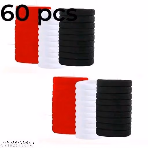 RED BLACK WHITE HAIR RUBBER BANDS For Women 60 Pcs Multicolor color Cotton thalamudi kattu/thalamudi bandham/Jada Bandlu/Muti pattaikal/hair baandukal/Kudalu byandgalu/Hair byandgalu Ideal for Women / Girls nylon rubber band Lycra Rubber Band multicolor 6