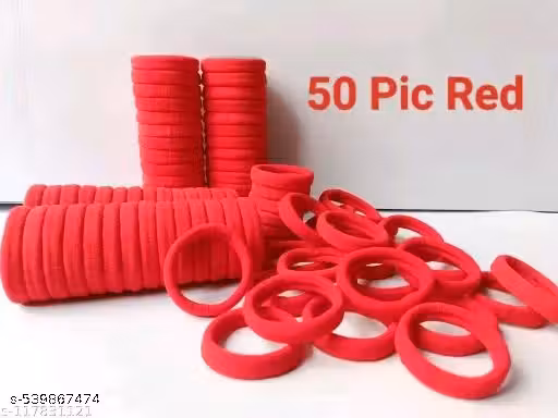 Red Nylon Hair Rubber Bands for Girls & Women – Pack of 50