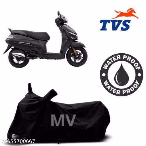 Premium Two Wheeler - Scooty Cover for 2025 TVS Jupiter 110 Scooty Cover with Water-Resistant and Dust Proof & Excellent Fabric_Entire - Black