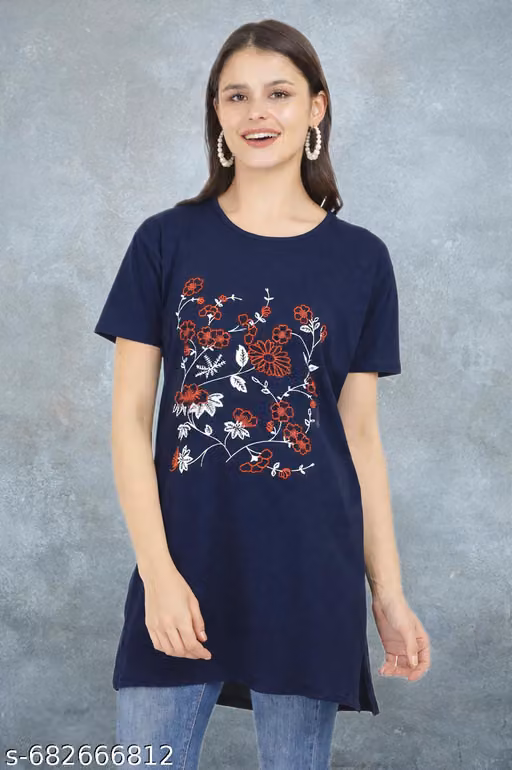 DDASPRATION Women Cotton Graphic Long T-Shirt Dress with Inspirational Quote Print