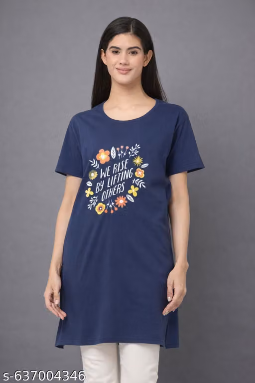 DDASPRATION Premium Women’s Long Printed cotton T-Shirt –‘We Rise By Lifting Others’