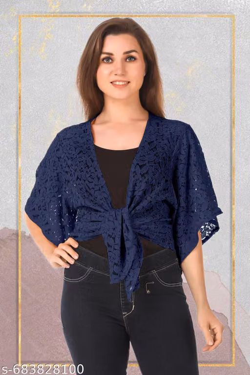 Ddaspration Women Lace Shrug with Center Knot Design