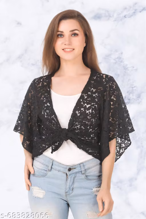 Ddaspration Women Lace Shrug Top with Knot Detail