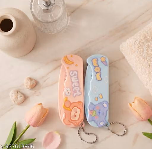 2 Pcs Hair Brush Set for Kids Girls, Folding Comb with Chain and Detangling Brush, Gentle Hair Comb for Children Styling