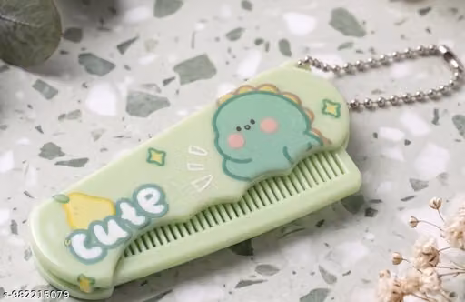 Mini Portable Kids Comb with Hanging Chain - Soft and Gentle Hair Grooming Tool for Infants and Children - Lightweight & Cute Design-Pack of 1