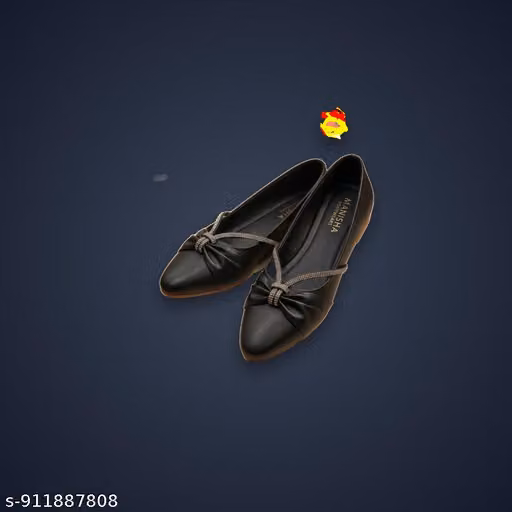 Manisha Footwears Women's Stylish Black Pointed Toe Bellies with Rhinestone Bow Detail Party Wear Flat Sandals for Wedding, Office and Casual Use