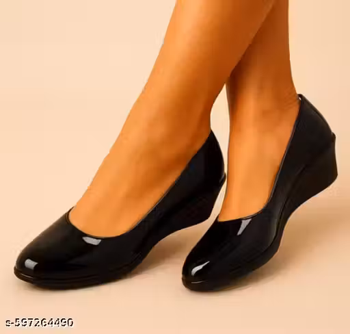 SF COLLECTION Classic Black Patent Round Toe Belly Heel for Women & Girls | Stylish Comfortable Casual & Party Wear Bellies