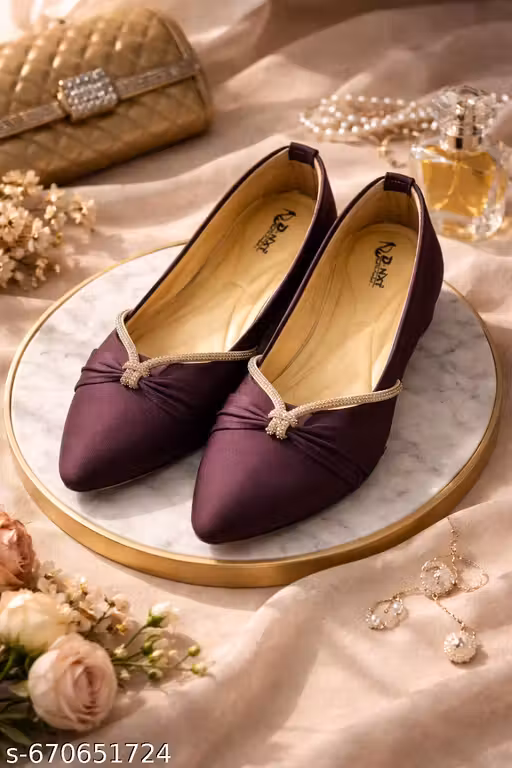 Winter Warm Brown Lycra Belly for Women | Soft Cushioned Flat Shoes | Party & Daily Wear Ballerina