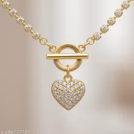 Gold Plated Heart Pendant Necklace for Women & Girls | Latest Fancy Jewellery
