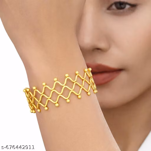 Elora Stylish Gold Plated Zig-Zag Designer Bracelet for Women & Girls