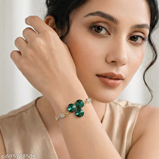 Green Crystal Bracelet for Women | Adjustable Gold Plated Bracelet