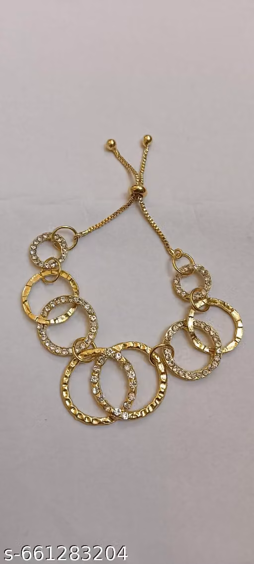 Bracelet Anti-Tarnish Inter-Linked Circles with AD (Adjustable Size)