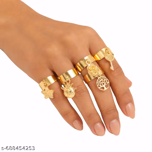 Ring for Women & Girls Gold Plated Adjustable Combo gift