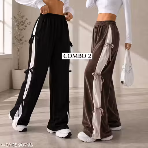 Trendy Women’s Wide-Leg Coquette Aesthetic Cargo Pants with Side Bow Details