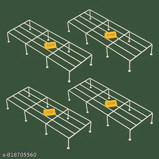 Premium Rectangular Anti-Rust Metal Plant Stand Set (Pack of 4) - Stylish Black Stands for Indoor, Outdoor, and Balcony Us pack of 4