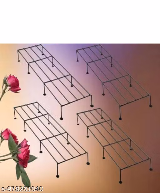 Iron Indoor/Outdoor Flower Pot/Plant Stand for Home Garden Balcony Living Room Plant Container Set (Pack of 4, Metal)