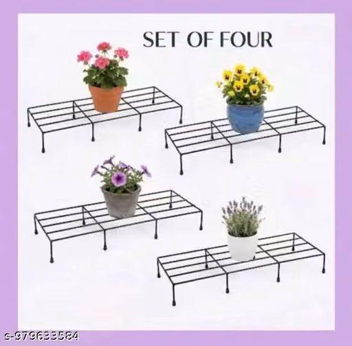 PROSPERITY CRAFTS Garden Stand ( Pack of 8 ) Black Metal Planter Stand for Outdoor and Indoor Plants for Home, Office and Garden Balcony Living Room Plant Stand (Pack of 8 22 Inches)