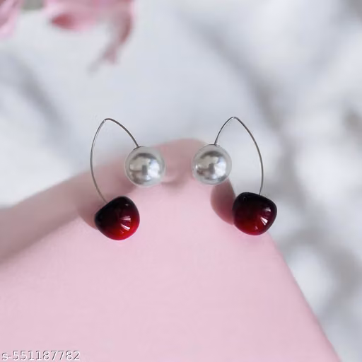 Stylish Cherry Design Earrings for Women and Girls | Cute Korean Look | Lightweight and Trendy | Daily and Party Wear