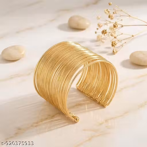Elegant Gold-Toned Wire Cuff Bracelet for Women