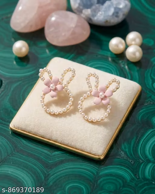Elegant Pearl Bow Earrings with Floral Accent
