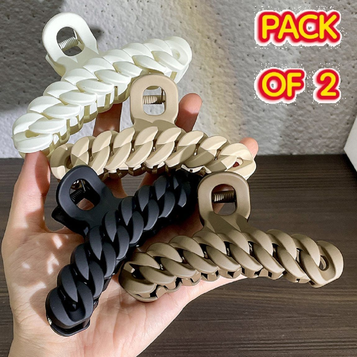 Aayra Pack of 2 Shark Claw Clip Twist Hemiarc Hair Clamps Simple Hollow Para Rope Hair Claw (Multicolor)