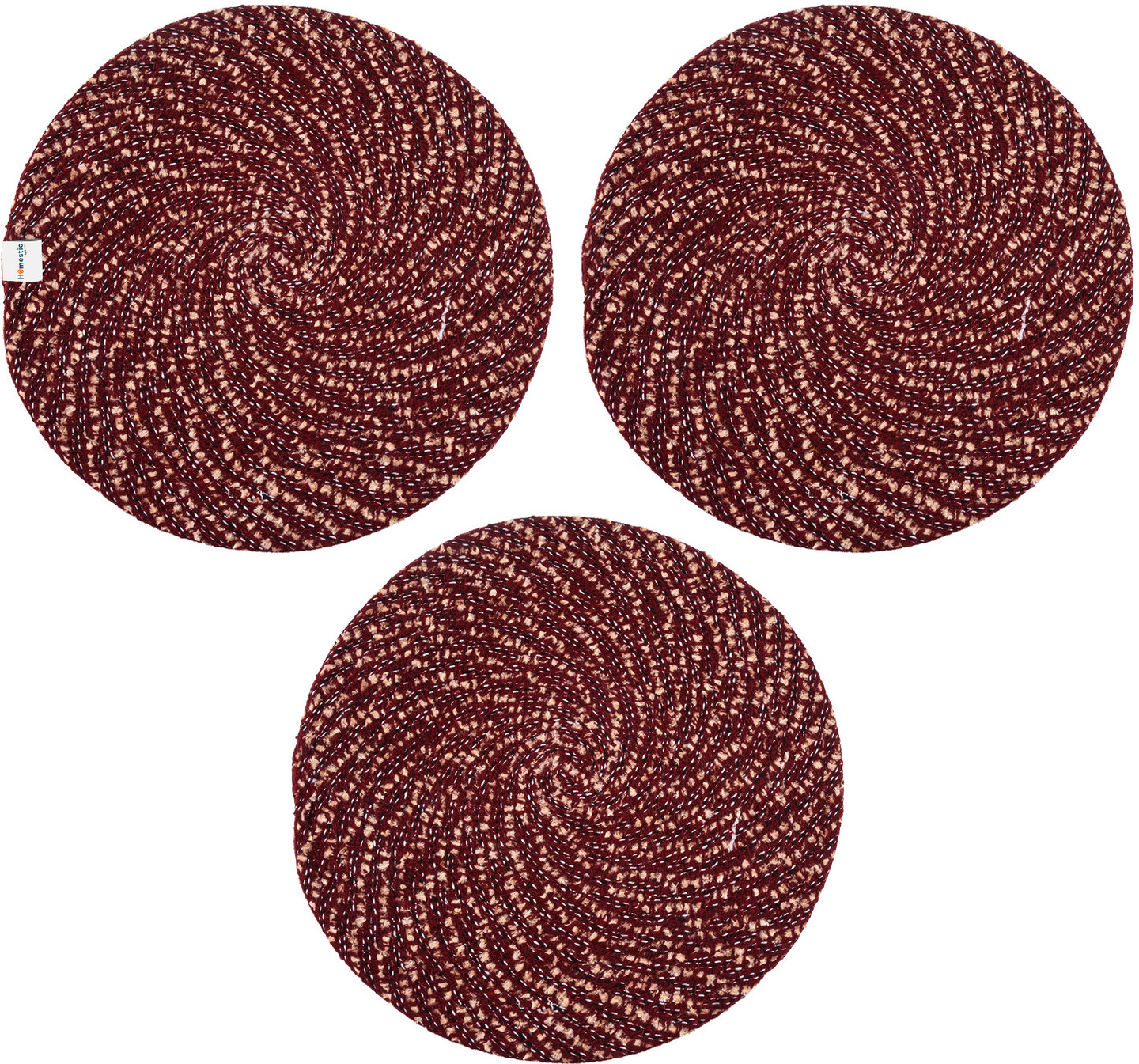 HOMESTIC Cotton Door Mat (Maroon, Pack of 3, Medium)