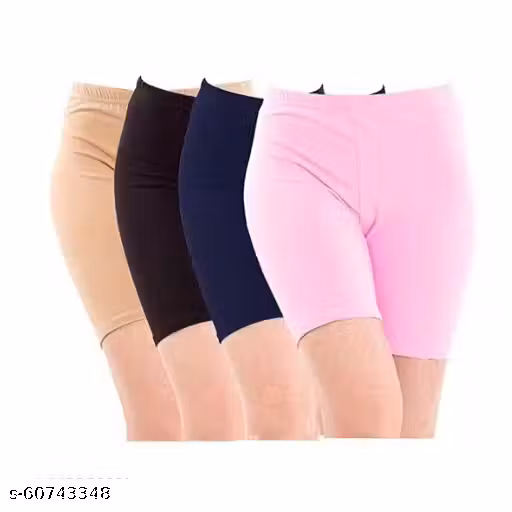 Girls Multicolor Cotton Shorts & Capris Pack Of 4