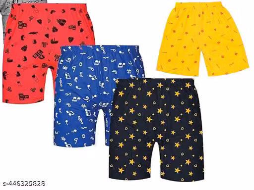 NIORT FASHION KIDS GIRLS BOYS COTTON PRINTED NIKKER CAPRI PACK OF 4