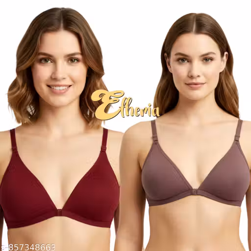 Women’s Front Open Hook Bra Pack of 2 – Non Padded Non Wired Bra